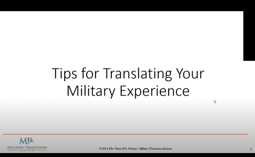 Translating Military Experience into Civilian Speak
